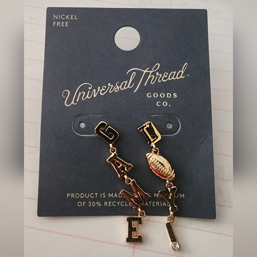 Universal Thread Gold 'Game Day' Earrings NWOT